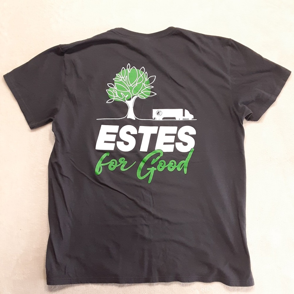 Estes Express Lines Mens Graphic Tee Large Gray Estes for Good Crew Tree Tractor